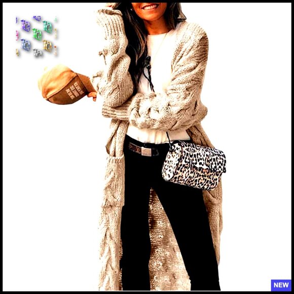 Oversized Cable Knit Cardigan Cozy Chic Casual Long Sleeve Open Front Sweater